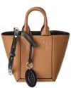 Tod's Logo Tag Leather Tote In Brown