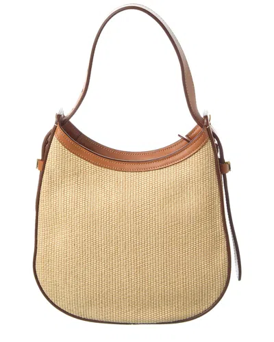Tod's Logo Woven & Leather Hobo Bag In Brown