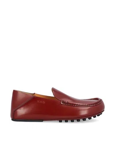 Tod's Slipper Collapsible-heel Glossed-leather Loafers In Red