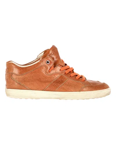 Tod's Low Top Sneakers In Brown Leather
