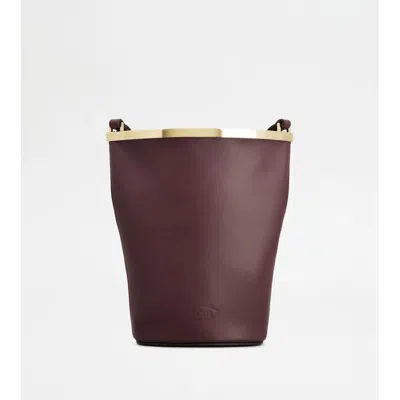 Tod's Magenta Bag Bucket Bag In Leather Mini In Burgundy