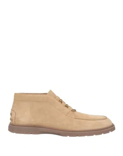 Tod's Man Ankle Boots Beige Size 7 Leather In Neutral