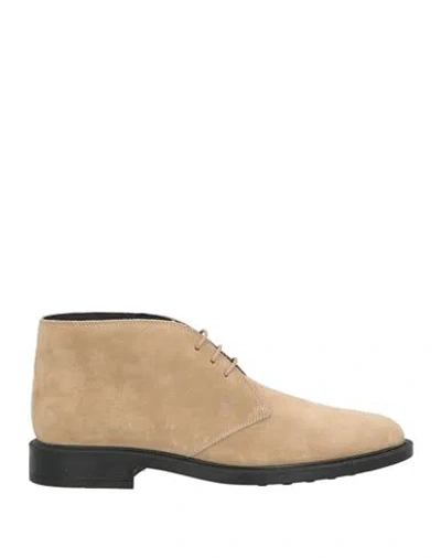 Tod's Man Ankle Boots Beige Size 9 Leather