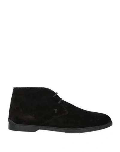 Tod's Man Ankle Boots Black Size 7.5 Leather
