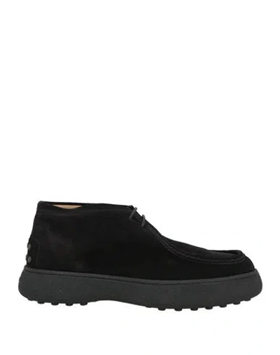 Tod's Man Ankle Boots Black Size 8 Leather