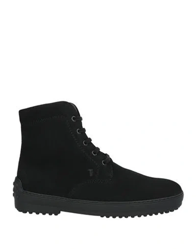 Tod's Man Ankle Boots Black Size 9 Leather