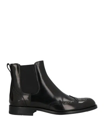 Tod's Man Ankle Boots Black Size 9 Leather