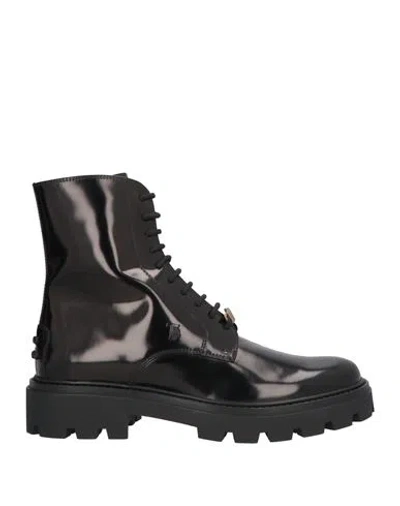 Tod's Man Ankle Boots Black Size 9 Leather