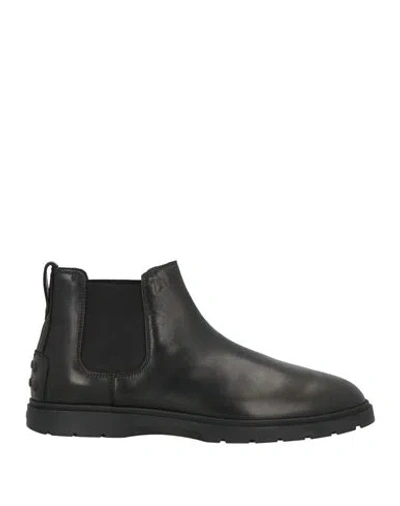 TOD'S TOD'S MAN ANKLE BOOTS BLACK SIZE 9 LEATHER, TEXTILE FIBERS