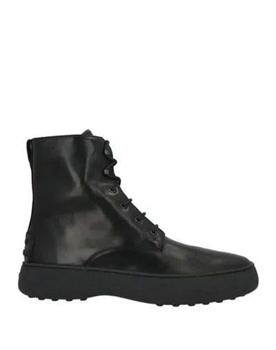 Tod's Man Ankle Boots Black Size 9.5 Leather
