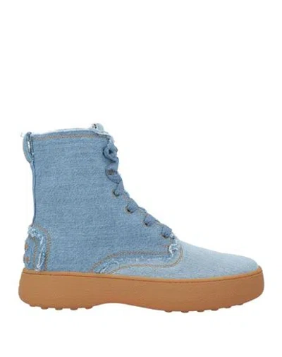 Tod's Man Ankle Boots Blue Size 9 Cotton