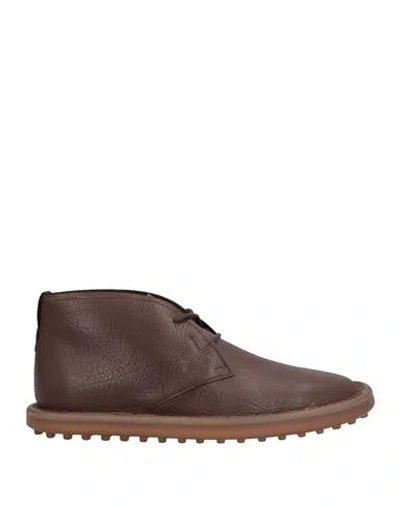 Tod's Man Ankle Boots Brown Size 8.5 Calfskin