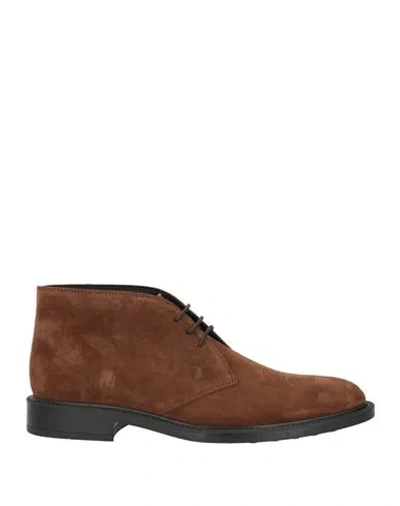 Tod's Man Ankle Boots Brown Size 9 Leather
