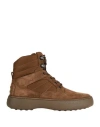 Tod's Man Ankle Boots Brown Size 7.5 Leather, Textile Fibers In Brown