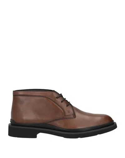 Tod's Man Ankle Boots Brown Size 9 Soft Leather