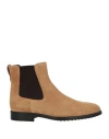 Tod's Man Ankle Boots Camel Size 7.5 Soft Leather In Sand