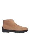 Tod's Man Ankle Boots Camel Size 7.5 Soft Leather In Beige