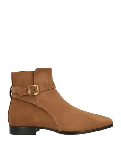 Tod's Man Ankle Boots Camel Size 7.5 Leather In Beige