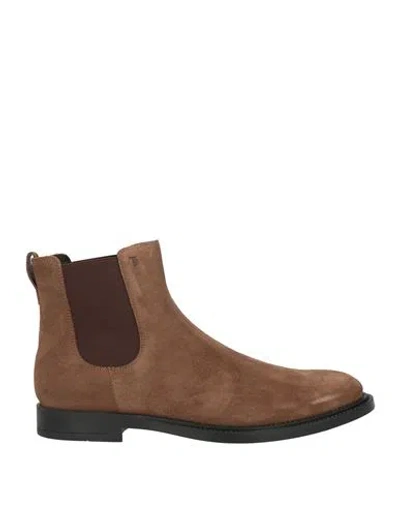 Tod's Man Ankle Boots Camel Size 8 Soft Leather