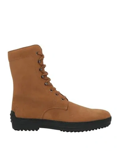 Tod's Man Ankle Boots Camel Size 8.5 Leather In Sand