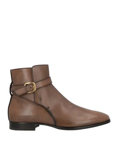 Tod's Man Ankle Boots Chocolate Brown Size 8 Leather
