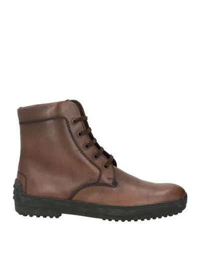 Tod's Man Ankle Boots Chocolate Brown Size 8 Leather