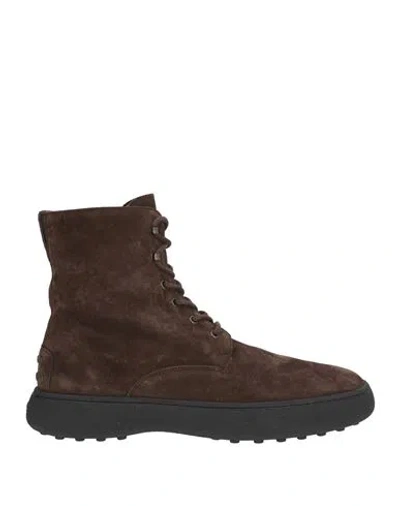 Tod's Man Ankle Boots Dark Brown Size 11 Leather