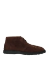 Tod's Man Ankle Boots Dark Brown Size 11 Leather In Brown