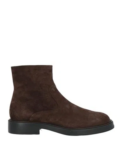 Tod's Man Ankle Boots Dark Brown Size 12 Leather