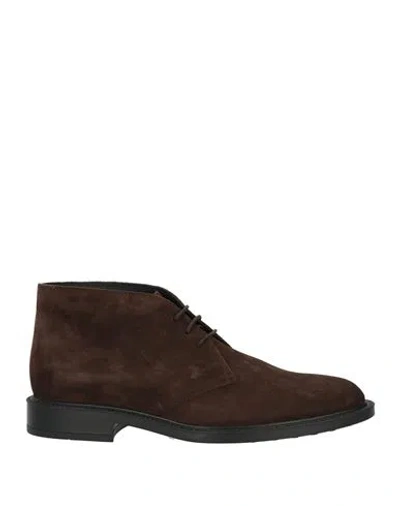 Tod's Man Ankle Boots Dark Brown Size 6.5 Leather