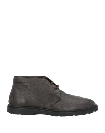 Tod's Man Ankle Boots Dark Brown Size 9 Leather