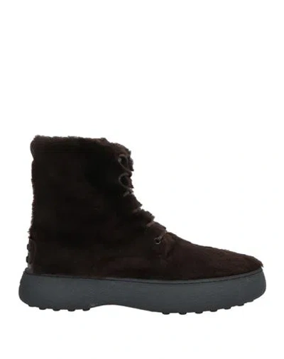 Tod's Man Ankle Boots Dark Brown Size 9 Shearling