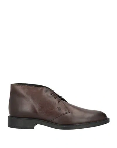 Tod's Man Ankle Boots Dark Brown Size 8.5 Soft Leather