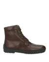 Tod's Man Ankle Boots Dark Brown Size 8 Leather