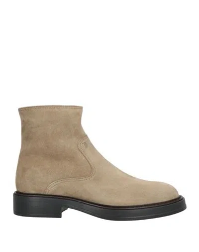 Tod's Man Ankle Boots Grey Size 6 Leather In Brown