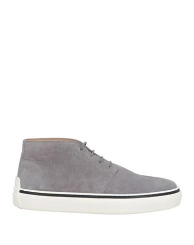Tod's Man Ankle Boots Grey Size 9 Leather