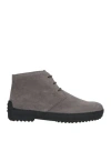Tod's Man Ankle Boots Grey Size 9 Soft Leather