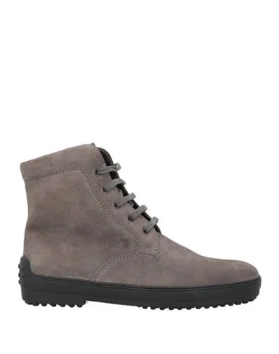 Tod's Man Ankle Boots Lead Size 8.5 Leather In Gray