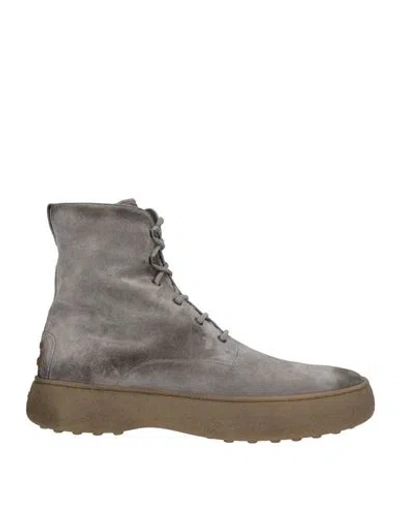 Tod's Man Ankle Boots Lead Size 9.5 Leather In Gray