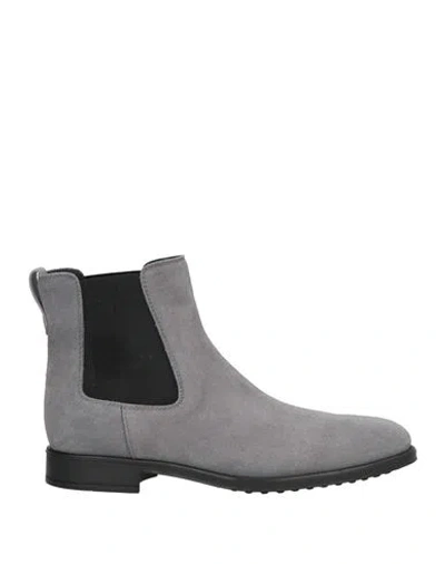 Tod's Man Ankle Boots Light Grey Size 8.5 Soft Leather