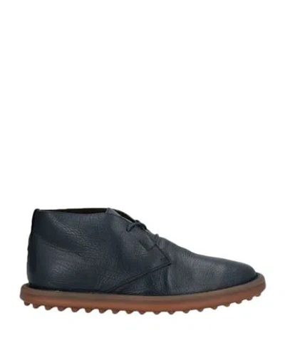 Tod's Man Ankle Boots Midnight Blue Size 8 Calfskin