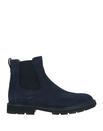 Tod's Man Ankle Boots Midnight Blue Size 8 Leather