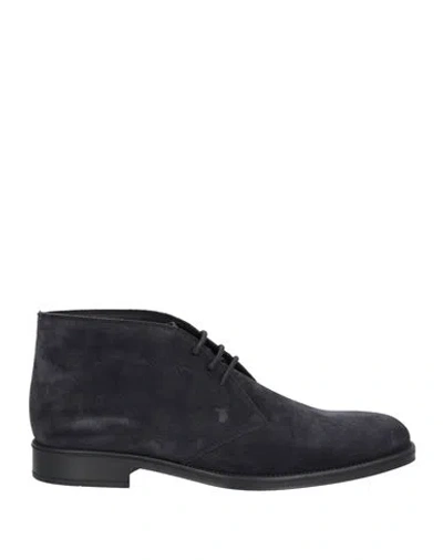 Tod's Man Ankle Boots Midnight Blue Size 8.5 Leather