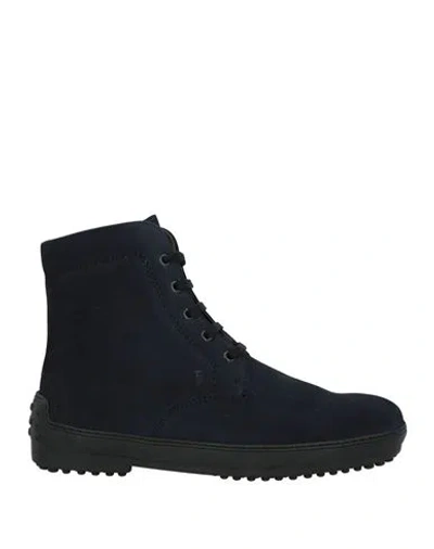 Tod's Man Ankle Boots Midnight Blue Size 9 Leather