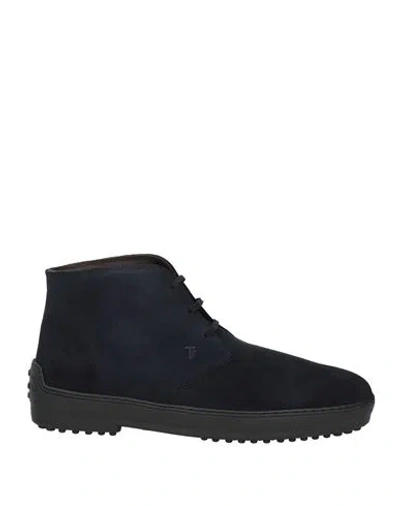 Tod's Man Ankle Boots Midnight Blue Size 8.5 Soft Leather