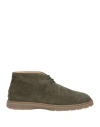 Tod's Man Ankle Boots Military Green Size 12.5 Leather
