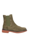 Tod's Man Ankle Boots Military Green Size 7 Leather