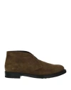 Tod's Man Ankle Boots Military Green Size 8.5 Soft Leather