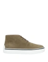 Tod's Man Ankle Boots Military Green Size 9 Soft Leather In Green