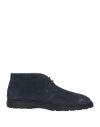 Tod's Dark Grey Chukka Lace Up Boots In Navy Blue